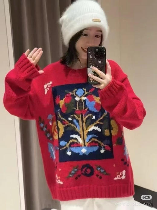 独家圆正小禾 福寿三多 艺术刺绣 重磅合股羊毛 套头针织 商品图1