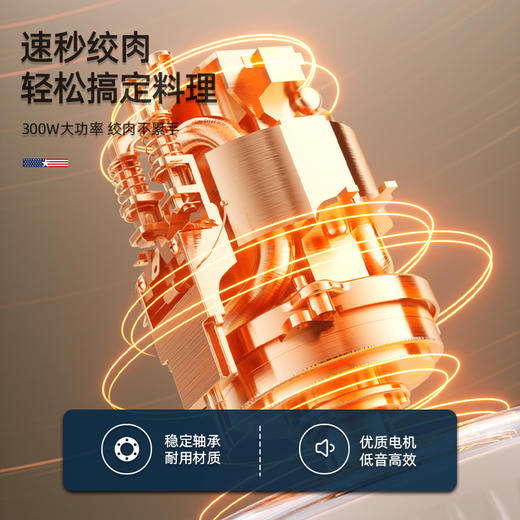 【小家电】迈卡罗MACAIIROOS绞肉机家用绞馅机2升玻璃杯身搅拌机 MC-KM317 HF 商品图6