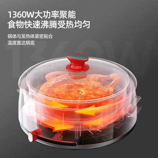 【小家电】龙的电火锅电热锅 4L大容量电煮锅多功能料理锅 家用涮烤火锅 LD-HG4136 HF 商品图2