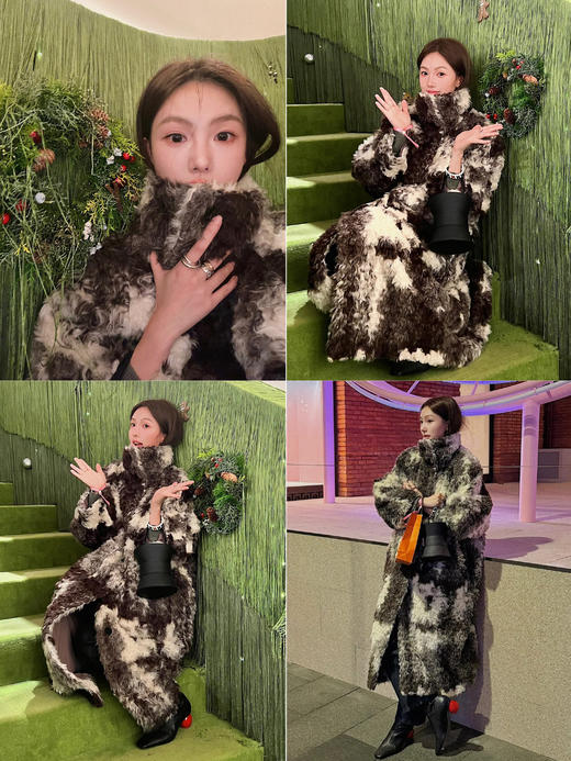 HIDEMI进口可再生纤维环保皮草特殊染色工艺大翻领加厚款毛毛长款浴袍感大衣皮衣 商品图2