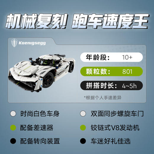 乐高 L42184 Koenigsegg Jesko Absolut 白色超跑 商品图2