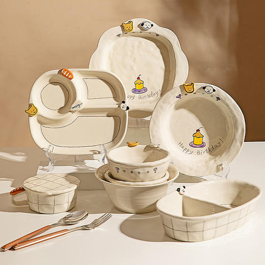 摩登主妇 早餐盘子一人食分格盘餐具家用碗具酸奶碗碟圣诞生日礼物 商品图4