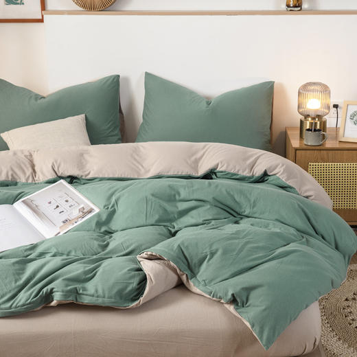 【天竺棉双拼四件套】纯色针织棉四件套双拼天竺棉床品套件柔软针织件套 商品图4