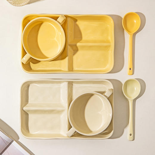 摩登主妇分餐盘陶瓷家用月子一人食餐具套装减脂早餐盘分格大人 商品图3