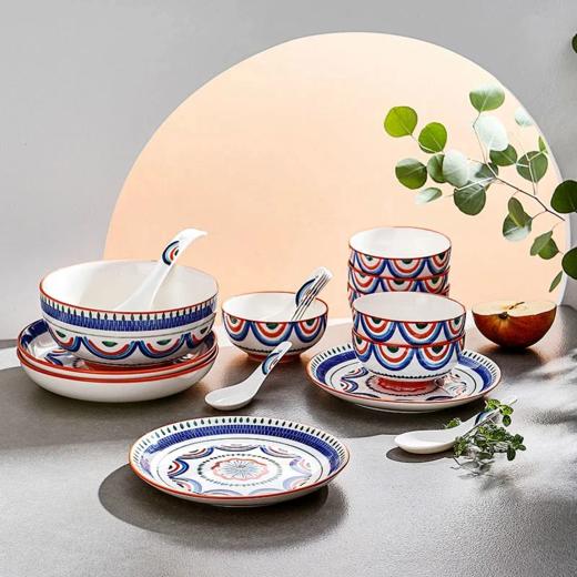 亏本清空仓库计划💥 某东佳*佰大牌库存 美式系列波西米亚风实用餐具套装 一套带走18件 成套好收纳 安全环保釉下彩工艺  精美波西米亚风格手绘  送人自留皆宜 商品图5