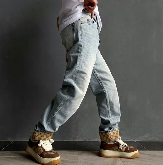 G家 新款老花翻边logo提花牛仔长裤（JN） 商品图0