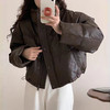 丁摩 PU皮短款白鸭绒羽绒服女冬季时尚立领免洗宽松小个子外套4ZF-23343 商品缩略图0