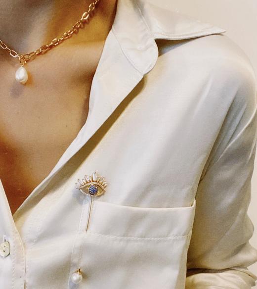 LHWINDSOR复古大眼睛珍珠胸针领针帽针lhwindsor 商品图5