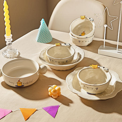 摩登主妇 早餐盘子一人食分格盘餐具家用碗具酸奶碗碟圣诞生日礼物 商品图3