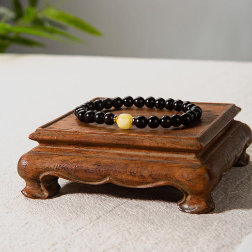 蜜蜡顶珠清代檀香紫檀家居老料制手串直径0.6cm 商品图1