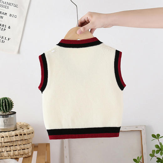 【针织马甲，V领春秋外穿】男童针织马甲V领 春秋外穿女宝宝毛衣 婴儿毛线马夹 婴儿坎肩外搭洋气-QQ 商品图3