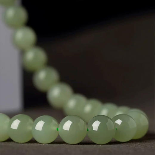 【经典】初晴新中式天然和田玉晴水项链6mm  国风圆珠链颈链品质甄选带证书 商品图2