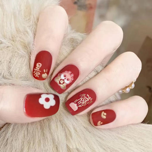 【可拆卸！自由随心】D312假指甲贴片可拆卸穿戴甲新年战甲磨砂吉子龙手工封层光疗美甲。ry 商品图4