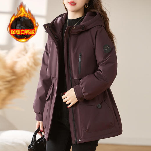 冬款白鸭绒加厚派克服，羽绒服中长款宽松外套LJX-056 商品图0