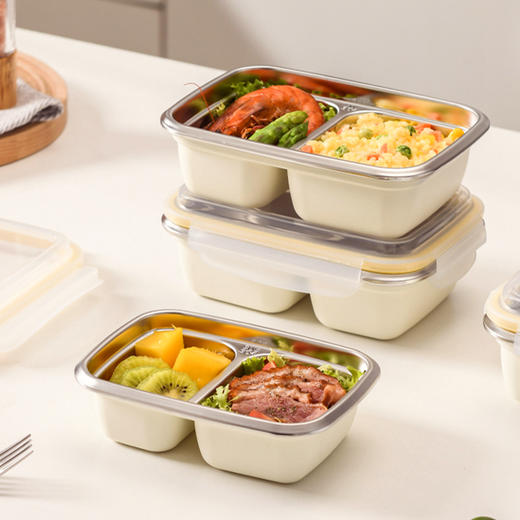摩登主妇不锈钢保鲜盒可微波炉加热饭盒食品级水果专用分格便当盒 商品图3