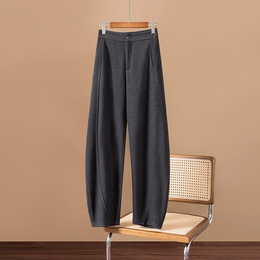 丁摩 哥弟堡尼加绒醋酸羊毛呢毛呢香蕉镰刀裤女秋冬新款休闲弯刀裤哈伦裤长裤4ZF-28779 商品图3