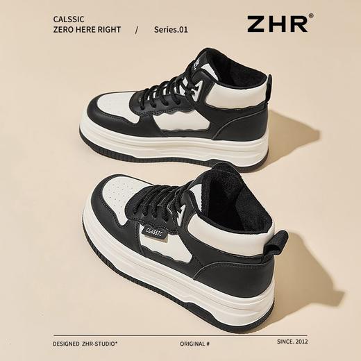 ZHR则则加绒保暖休闲鞋女2024冬季新款ins潮流百搭厚底高帮运动鞋 商品图9