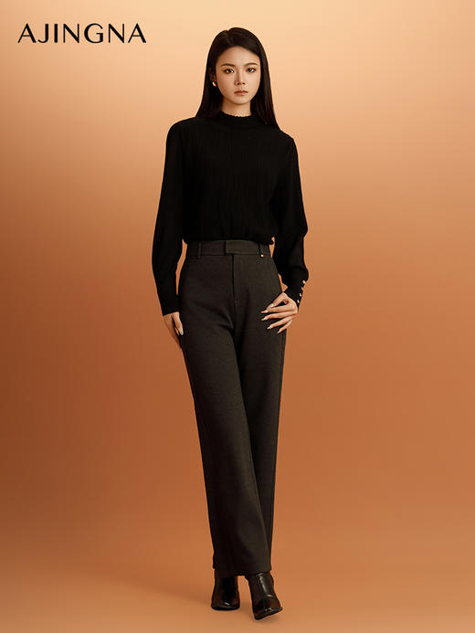 【商场同款】阿菁娜2024冬季新品高腰直筒休闲裤A30D210101 商品图2