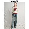 VIMAGE纬漫纪春季新款时尚撞色V领气质两件套针织衫V2301904 商品缩略图1