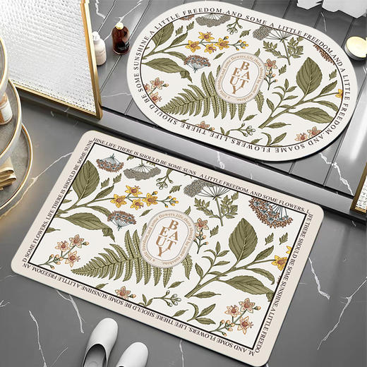 【复古花纹浴室地垫】吸水地垫硅藻泥浴室地垫强吸水净脚耐脏防滑卧室门边脚垫。ry 商品图9