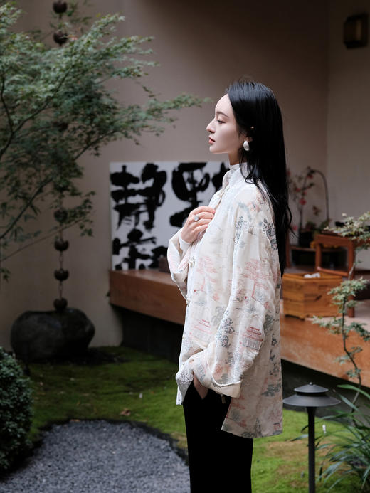 盛唐牡丹| 如意湖亭丝绒花扣外套-白色 商品图5