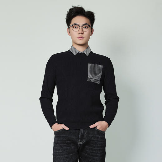 【断码清仓】HX 冬季衬衣领毛衫斯文大方S107444213101 商品图3