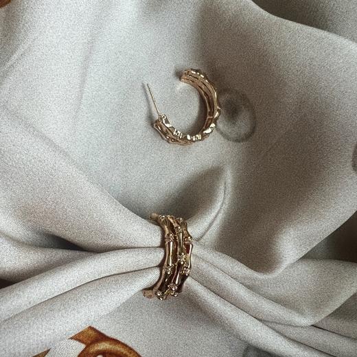 LHWINDSOR 小众竹节复古冷淡风多层设计耳钉戒指项链手链套装 商品图6