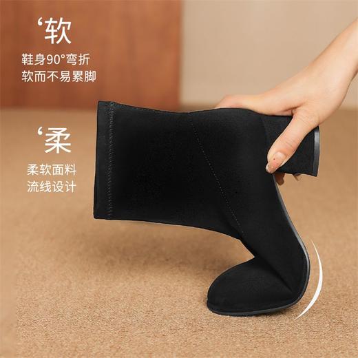 ZHR则则复古时髦摩登粗跟短靴女2024秋冬新款简约纯色绒面瘦瘦靴 商品图3