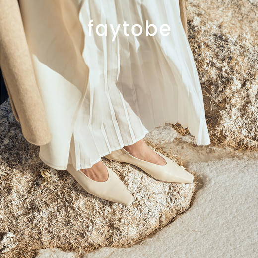 faytobe极简方头僧侣鞋25早春胎牛皮浅口单鞋小众设计豆豆鞋 商品图4