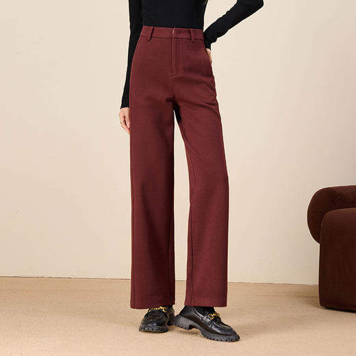 雀说羊毛混纺升级版加厚直筒小阔腿腿精休闲女裤通勤百搭时髦ALFC12636 商品图2