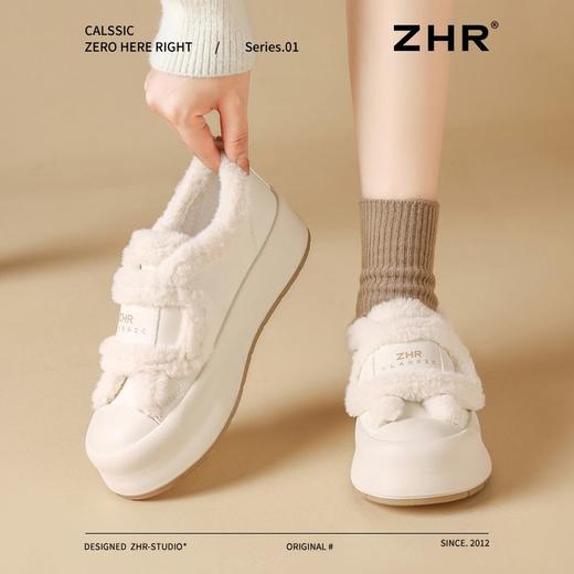 ZHR则则加绒厚底棉鞋魔术贴圆头女鞋毛毛鞋冬季新款ins百搭休闲鞋 商品图1
