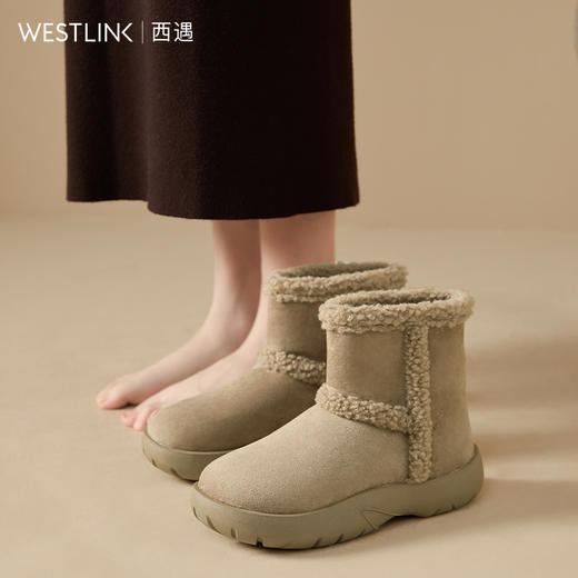 西遇保暖雪地靴女冬季新款复古东北外穿棉鞋厚底加厚加绒短靴V0047928 商品图2