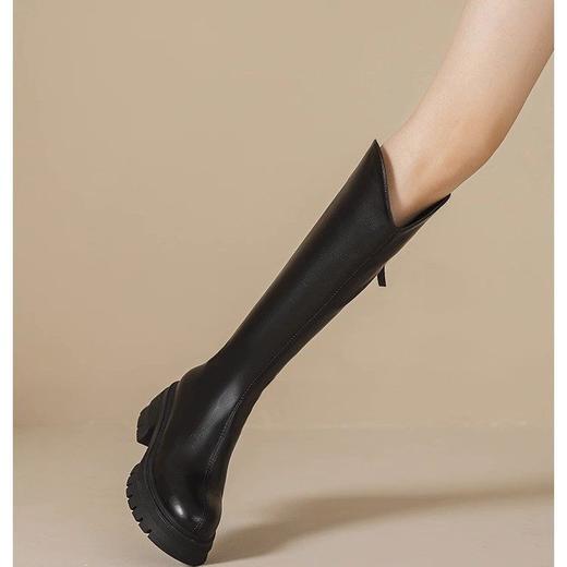 【百丽同款长筒靴】2024新款秋冬长筒靴 V型鞋口 舒适厚底增高 显腿长腿直 商品图4