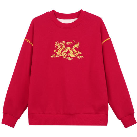 雀说圆领新年红色加绒加厚卫衣本命年衣服喜庆保暖上衣ALS82340198 商品图4