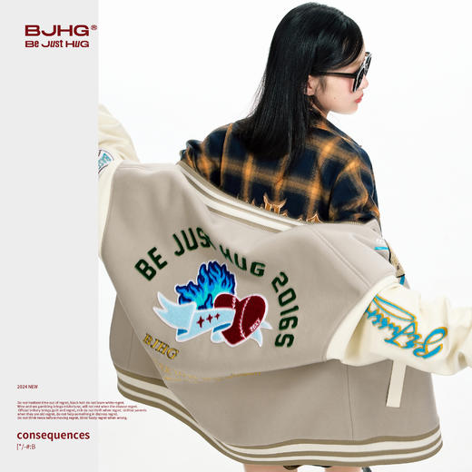 BJHG不计后果美式棒球服外套男款春季2025新款复古高级感情侣夹克 商品图3