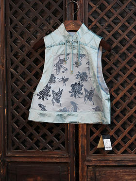 盛唐牡丹|蝶恋花漳缎花扣坎肩