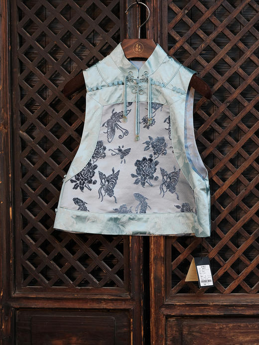 盛唐牡丹|蝶恋花漳缎花扣坎肩 商品图0
