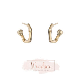 LHWINDSOR 细竹耳语耳钉经典竹节系列耳饰复古金色叠戴饰品