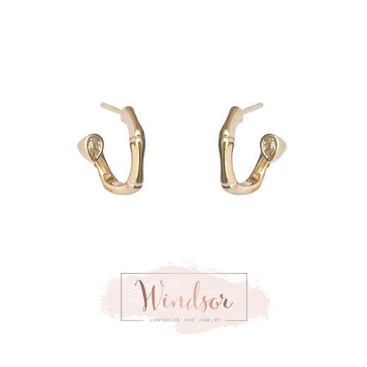 LHWINDSOR 细竹耳语耳钉经典竹节系列耳饰复古金色叠戴饰品 商品图0