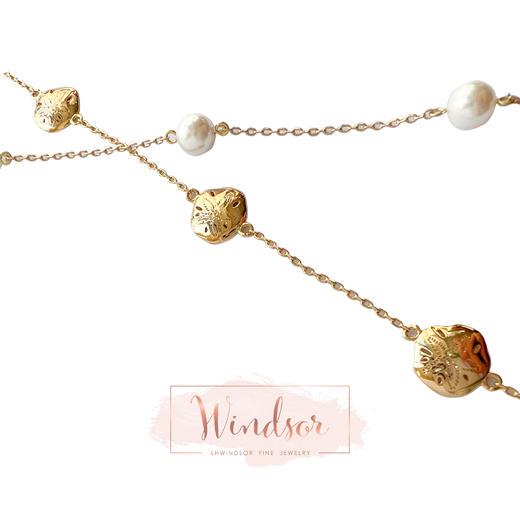 LHWINDSOR 海洋宝藏双层项链sanddollar海边沙滩度假贝壳浪花珍珠锁骨链 商品图0