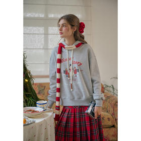 SimpleRetro冬日积雪 圣诞季 小雪人薄绒连帽卫衣女百搭套头上衣