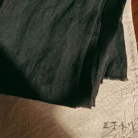 墨黑砂洗纯亚麻 围巾