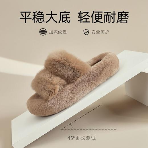 ZHR则则简约加绒保暖厚底毛毛拖鞋2024冬季新款百搭轻便女鞋ins潮 商品图3