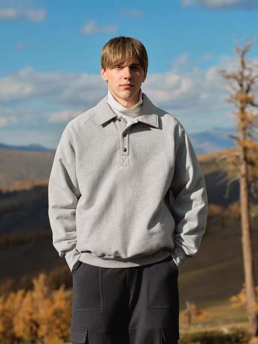 Evistub/E-4DWY815/450G抓绒自发热亲肤保暖金属纽扣翻领POLO衫 商品图0