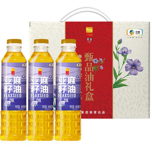 中粮悦润甄品油礼盒B款(亚麻籽油400ml*3) 商品图1