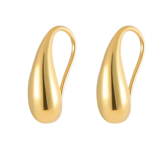 【柔暖】999银镀金水滴光面素圈耳钉【BF-ES2929】 商品图3