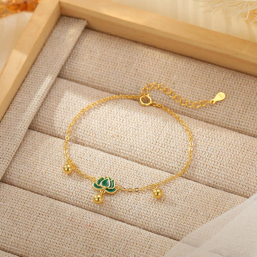 【碧莲】S925银莲花滴胶复古手链【BF-BRS362】 商品图0