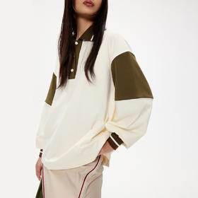 [捡漏价]lost in echo设计师品牌拼接透气休闲百搭撞色拼接长袖POLO衫宽松