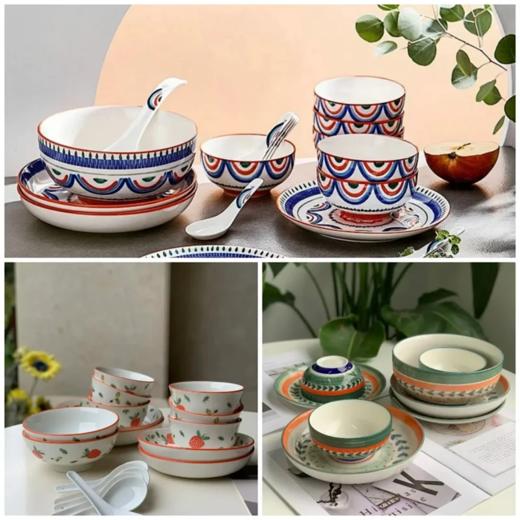 亏本清空仓库计划💥 某东佳*佰大牌库存 美式系列波西米亚风实用餐具套装 一套带走18件 成套好收纳 安全环保釉下彩工艺  精美波西米亚风格手绘  送人自留皆宜 商品图0