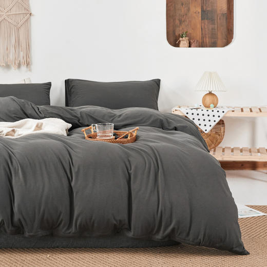 【天竺棉纯色四件套】针织棉四件套纯色天竺棉床品套件床单床笠柔软 商品图8